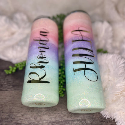 Pastel Tumbler | Personalized Glitter Tumbler | Ombre Tumbler | Beach Cup | Pastel Rainbow Tumbler | Rainbow Cup | Birthday gift | Gift for her