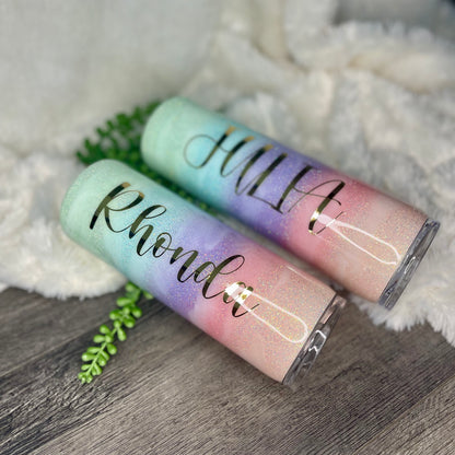 Pastel Tumbler | Personalized Glitter Tumbler | Ombre Tumbler | Beach Cup | Pastel Rainbow Tumbler | Rainbow Cup | Birthday gift | Gift for her