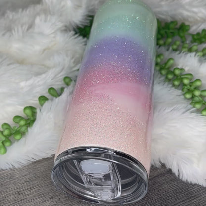 Pastel Tumbler | Personalized Glitter Tumbler | Ombre Tumbler | Beach Cup | Pastel Rainbow Tumbler | Rainbow Cup | Birthday gift | Gift for her