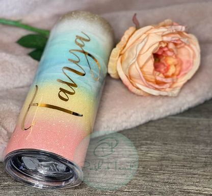 Glitter Sunrise Glitter Tumbler | Beachy Tumbler | Vacation gift | Girls Trip Gift | Family Vacation Cup