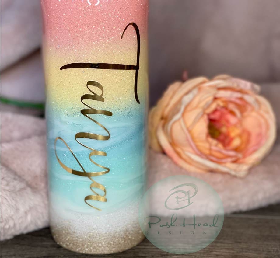 Glitter Sunrise Glitter Tumbler | Beachy Tumbler | Vacation gift | Girls Trip Gift | Family Vacation Cup