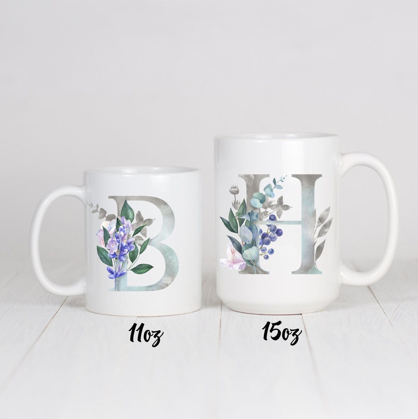 Personalized Mug | Floral Letter Coffee Mug | Mug for Mom | Mother's Day Mug | Coffee Mug