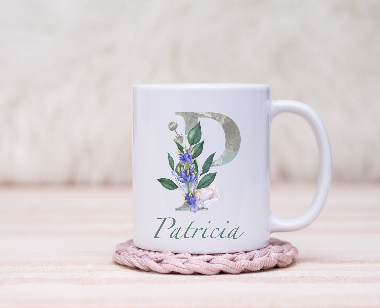 Personalized Mug | Floral Letter Coffee Mug | Mug for Mom | Mother's Day Mug | Coffee Mug