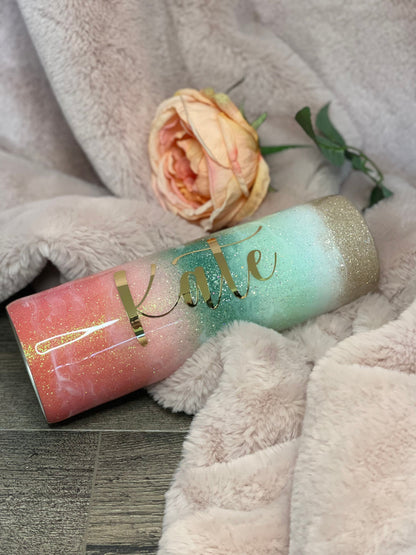 Tahitian Sunset Glitter Tumbler | Glitter tumbler | Sunset tumbler | Personalized tumbler | Custom gifts | Gift for her | Bridal party gifts