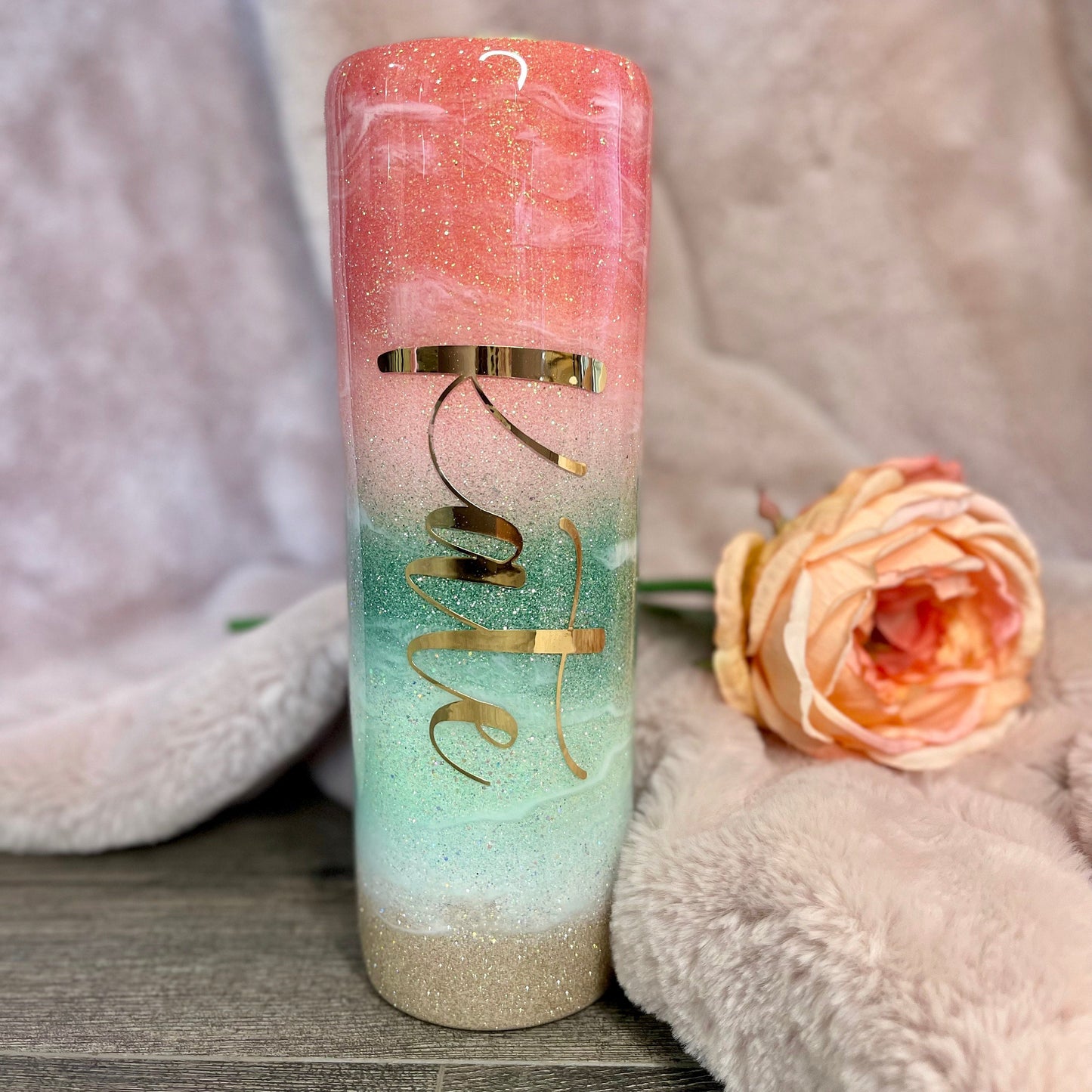 Tahitian Sunset Glitter Tumbler | Glitter tumbler | Sunset tumbler | Personalized tumbler | Custom gifts | Gift for her | Bridal party gifts