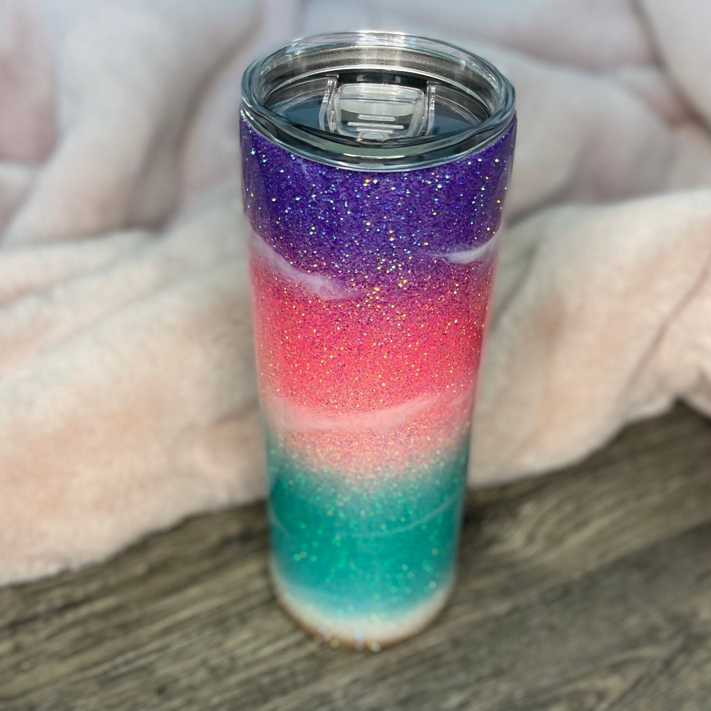 Electric Sunset Glitter Tumbler | Purple Sunset Tumbler | Vibrant Tumbler