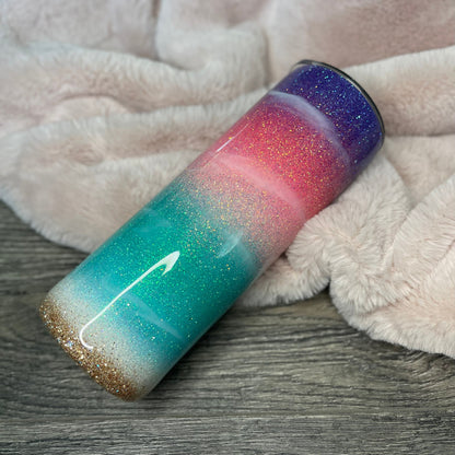 Electric Sunset Glitter Tumbler | Purple Sunset Tumbler | Vibrant Tumbler