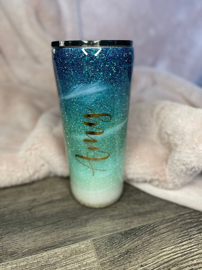 Classic Beach Glitter Tumbler | Ocean waters Tumbler | Beach vibes cup | Family Vacation Tumbler | Girls Trip cups | Gifts for family | Gift for co-worker