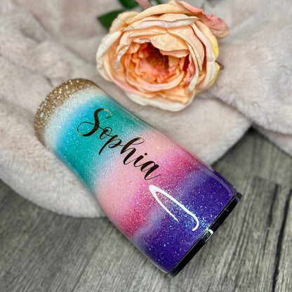 Electric Sunset Glitter Tumbler | Purple Sunset Tumbler | Vibrant Tumbler