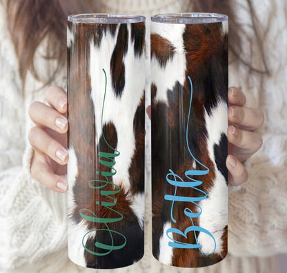 Cow Print Tumbler | Western tumbler | Cowboy tumbler | Farm tumbler