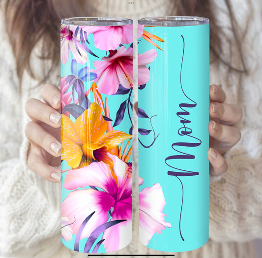 Tropical Floral Tumbler | Garden Tumbler | Gift for Mom | Flower lover gift | Gift for gardener | Mother's Day gift