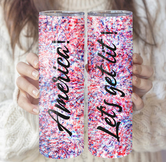 Firework Tumbler | Red White & Blue Tumbler | America Tumbler | USA Tumbler | 4th of July cup