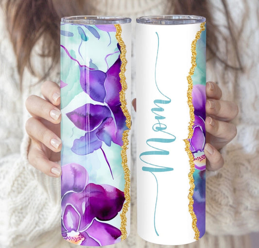 Purple Orchid Tumbler | Floral Tumbler | Mom's Day Tumbler | Gift for Mom | Gift for her |