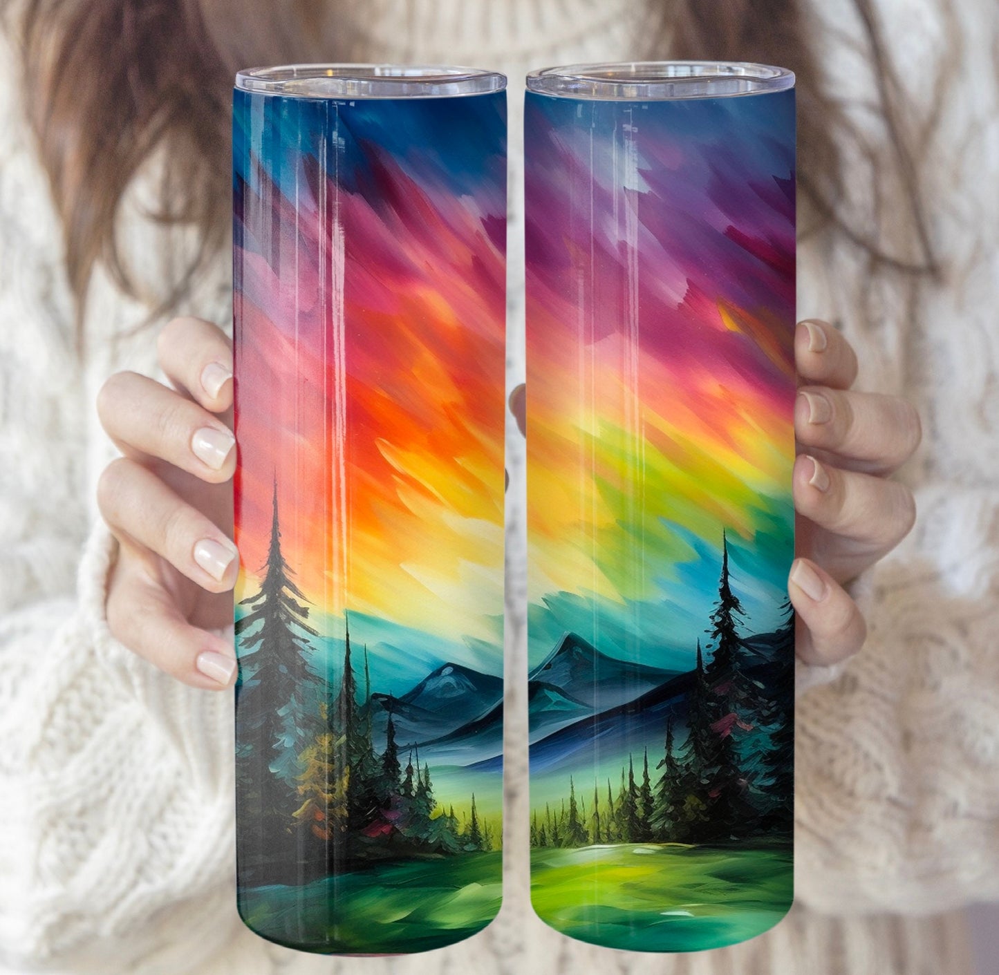 Mountain Sunset Tumbler | Oil Painting Tumbler | Outdoors Tumbler | Camping Tumbler