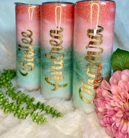 Tahitian Sunset Glitter Tumbler | Glitter tumbler | Sunset tumbler | Personalized tumbler | Custom gifts | Gift for her | Bridal party gifts