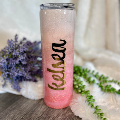 Pink Ombre Glitter Tumbler | Glitter tumbler | Girls tumbler | Personalized tumbler | Custom gifts | Gift for her | Bridal party gifts