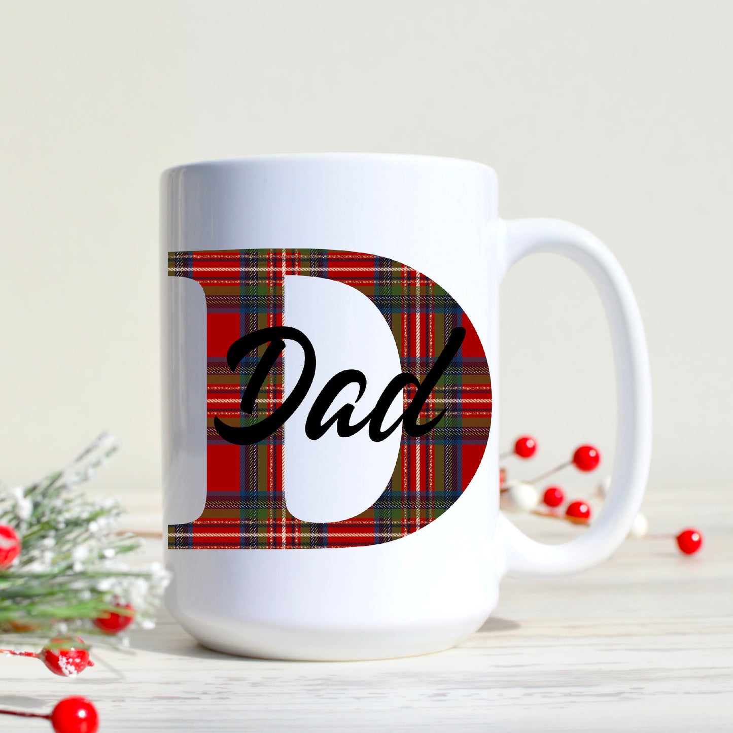 Red Plaid Initial Mug | Personalized Holiday Mug | Mug for Parent | Family Gifts | Hot Cocoa Mug | Christmas gift for family | Holiday gifts