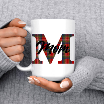 Red Plaid Initial Mug | Personalized Holiday Mug | Mug for Parent | Family Gifts | Hot Cocoa Mug | Christmas gift for family | Holiday gifts