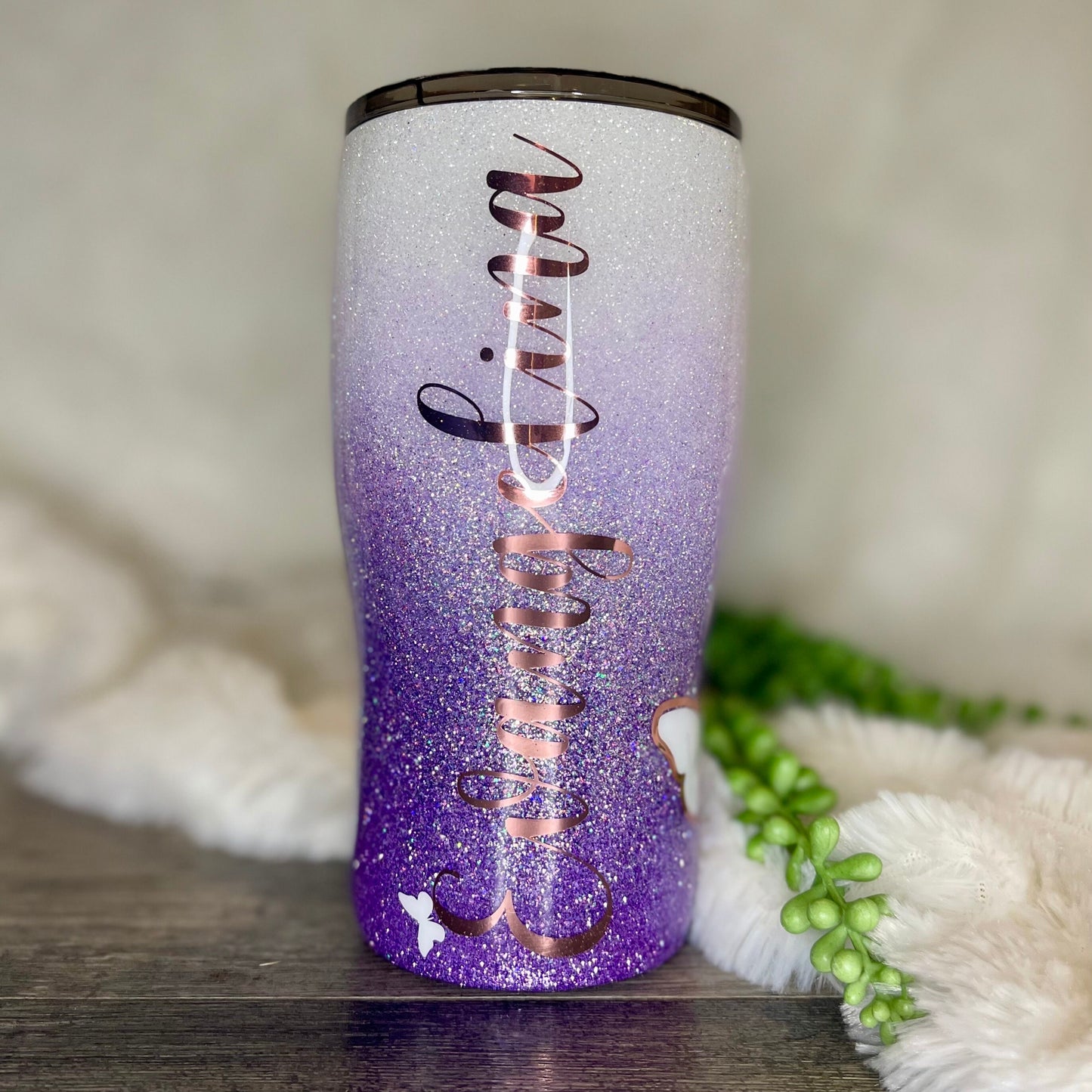 Purple Ombre Glitter Tumbler, Glitter tumbler, girls tumbler, Personalized tumbler, Custom gifts, Gift for her, Bridal party gifts